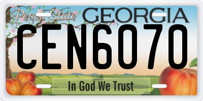 GA license plate CEN6070