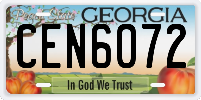 GA license plate CEN6072