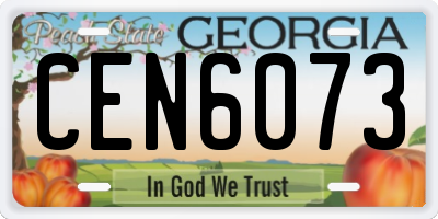 GA license plate CEN6073