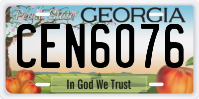 GA license plate CEN6076