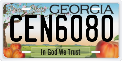 GA license plate CEN6080