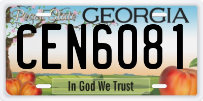 GA license plate CEN6081