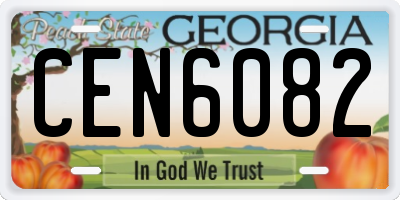GA license plate CEN6082
