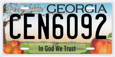 GA license plate CEN6092