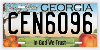 GA license plate CEN6096