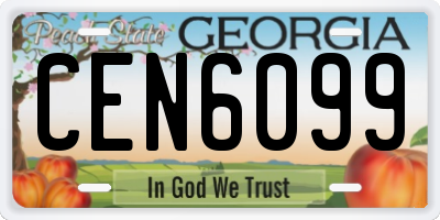 GA license plate CEN6099