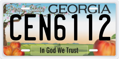 GA license plate CEN6112