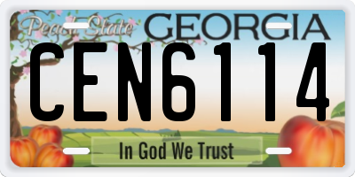 GA license plate CEN6114