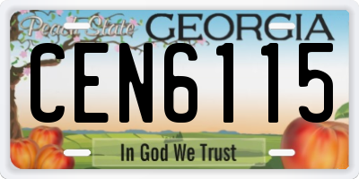 GA license plate CEN6115