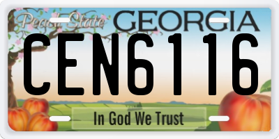 GA license plate CEN6116
