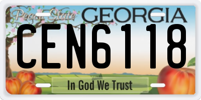 GA license plate CEN6118