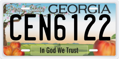 GA license plate CEN6122