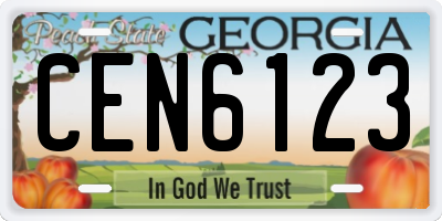 GA license plate CEN6123