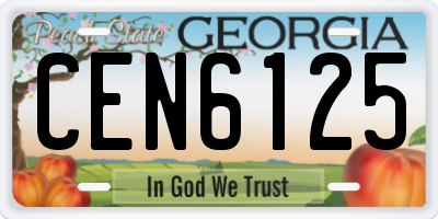 GA license plate CEN6125