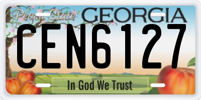 GA license plate CEN6127