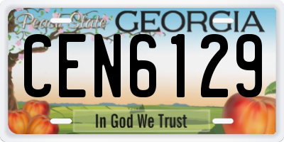 GA license plate CEN6129