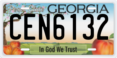 GA license plate CEN6132