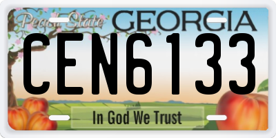GA license plate CEN6133