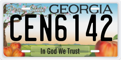 GA license plate CEN6142