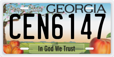 GA license plate CEN6147