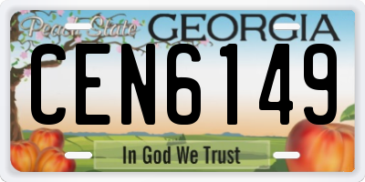 GA license plate CEN6149