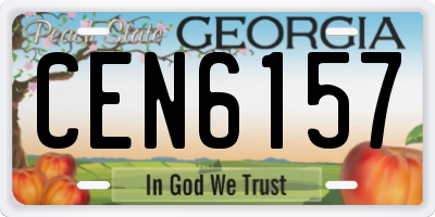 GA license plate CEN6157