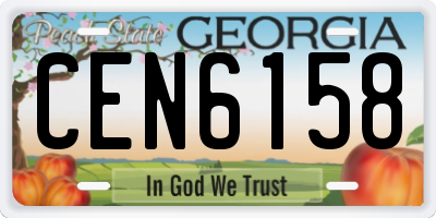 GA license plate CEN6158
