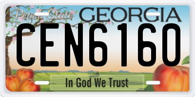 GA license plate CEN6160