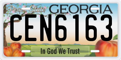 GA license plate CEN6163