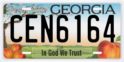 GA license plate CEN6164