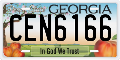 GA license plate CEN6166