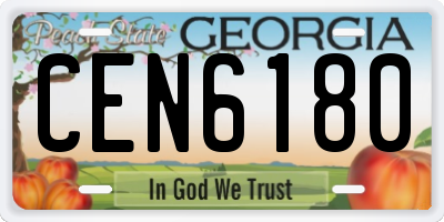 GA license plate CEN6180