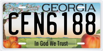 GA license plate CEN6188