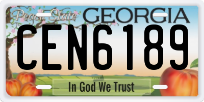 GA license plate CEN6189