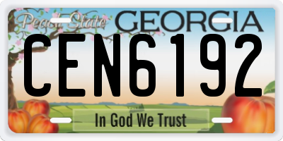 GA license plate CEN6192