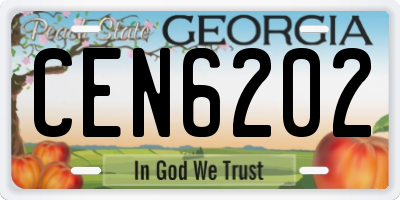 GA license plate CEN6202