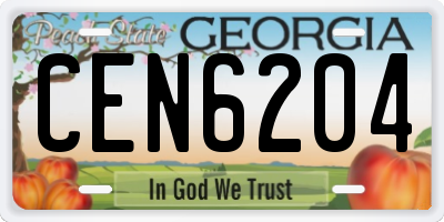 GA license plate CEN6204