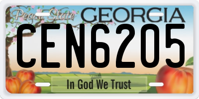 GA license plate CEN6205