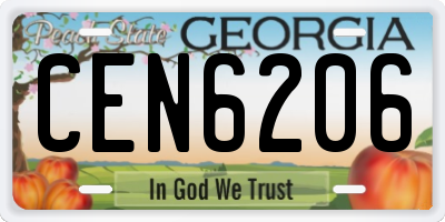GA license plate CEN6206