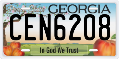 GA license plate CEN6208