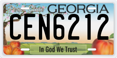 GA license plate CEN6212