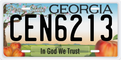 GA license plate CEN6213