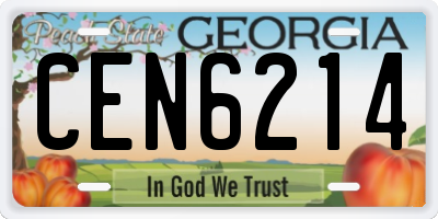 GA license plate CEN6214
