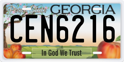 GA license plate CEN6216