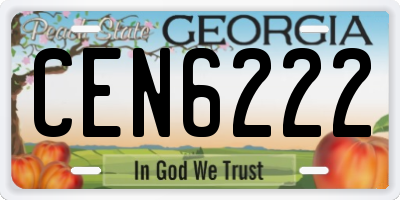 GA license plate CEN6222