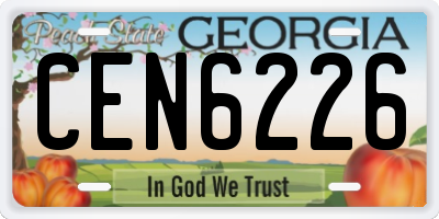 GA license plate CEN6226