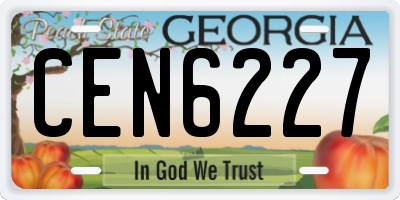 GA license plate CEN6227
