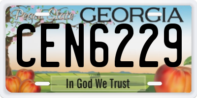 GA license plate CEN6229