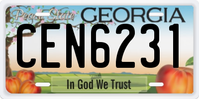 GA license plate CEN6231