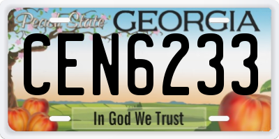 GA license plate CEN6233